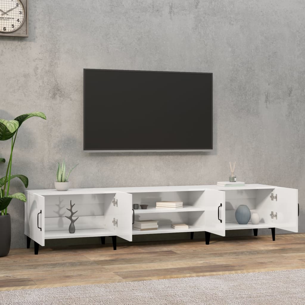 Tv-meubel 180x31,5x40 cm bewerkt hout hoogglans wit is nu te koop bij PeponiXL, paradijselijk wonen!