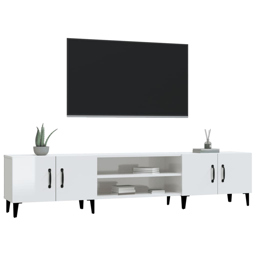 Tv-meubel 180x31,5x40 cm bewerkt hout hoogglans wit is nu te koop bij PeponiXL, paradijselijk wonen!