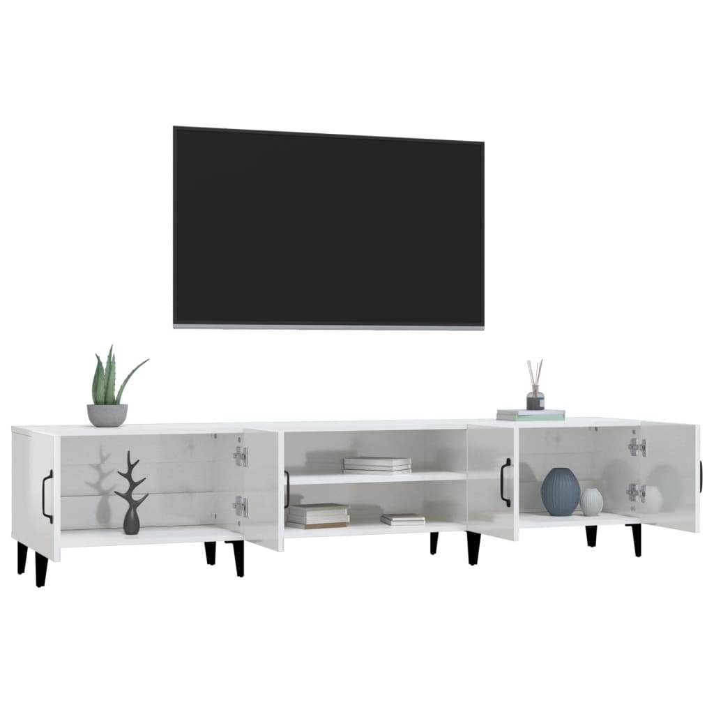 Tv-meubel 180x31,5x40 cm bewerkt hout hoogglans wit is nu te koop bij PeponiXL, paradijselijk wonen!