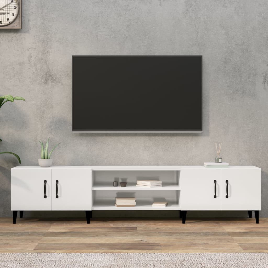 Tv-meubel 180x31,5x40 cm bewerkt hout hoogglans wit is nu te koop bij PeponiXL, paradijselijk wonen!