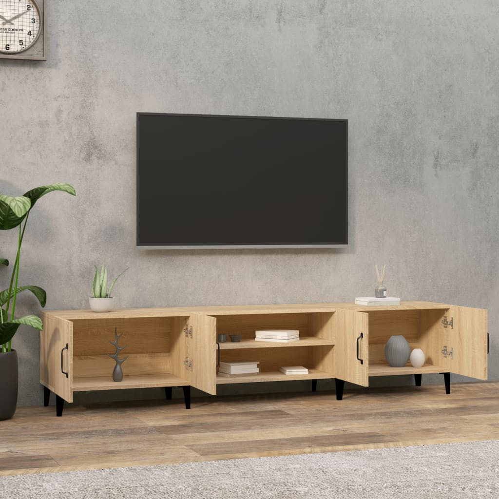 Tv-meubel Sonoma eiken 180x31,5x40 cm bewerkt hout is nu te koop bij PeponiXL, paradijselijk wonen!