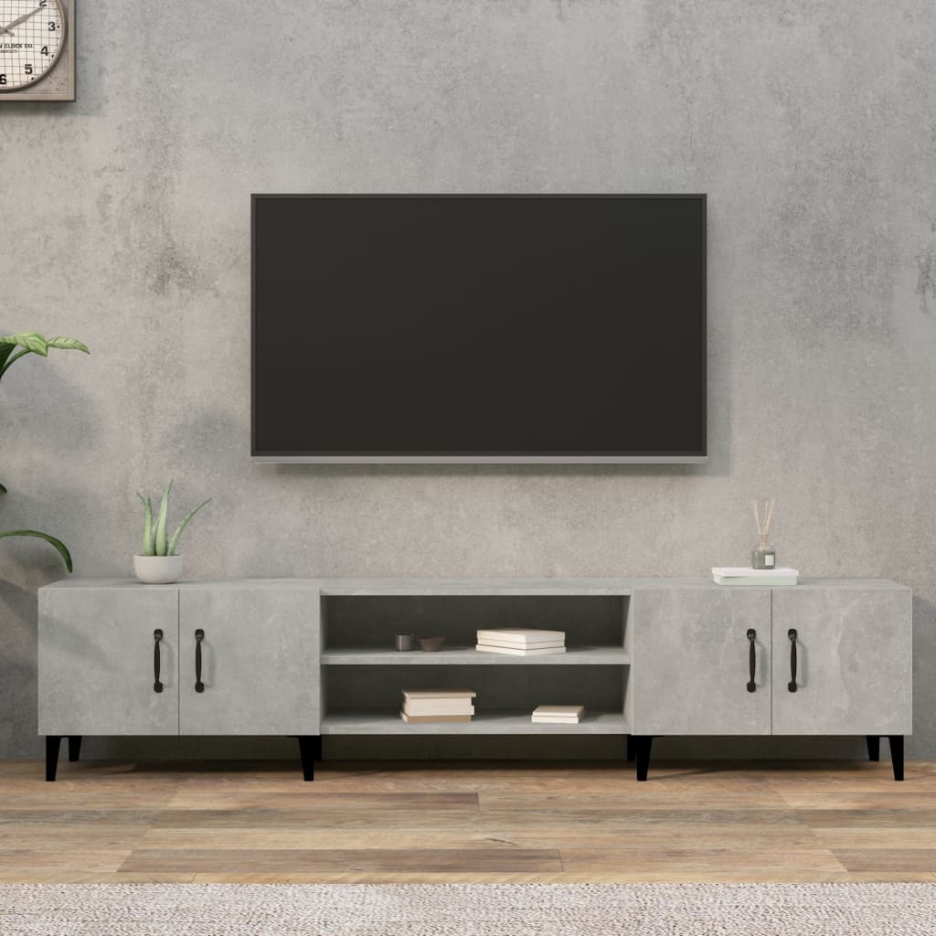 Tv-meubel 180x31,5x40 cm bewerkt hout betongrijs is nu te koop bij PeponiXL, paradijselijk wonen!