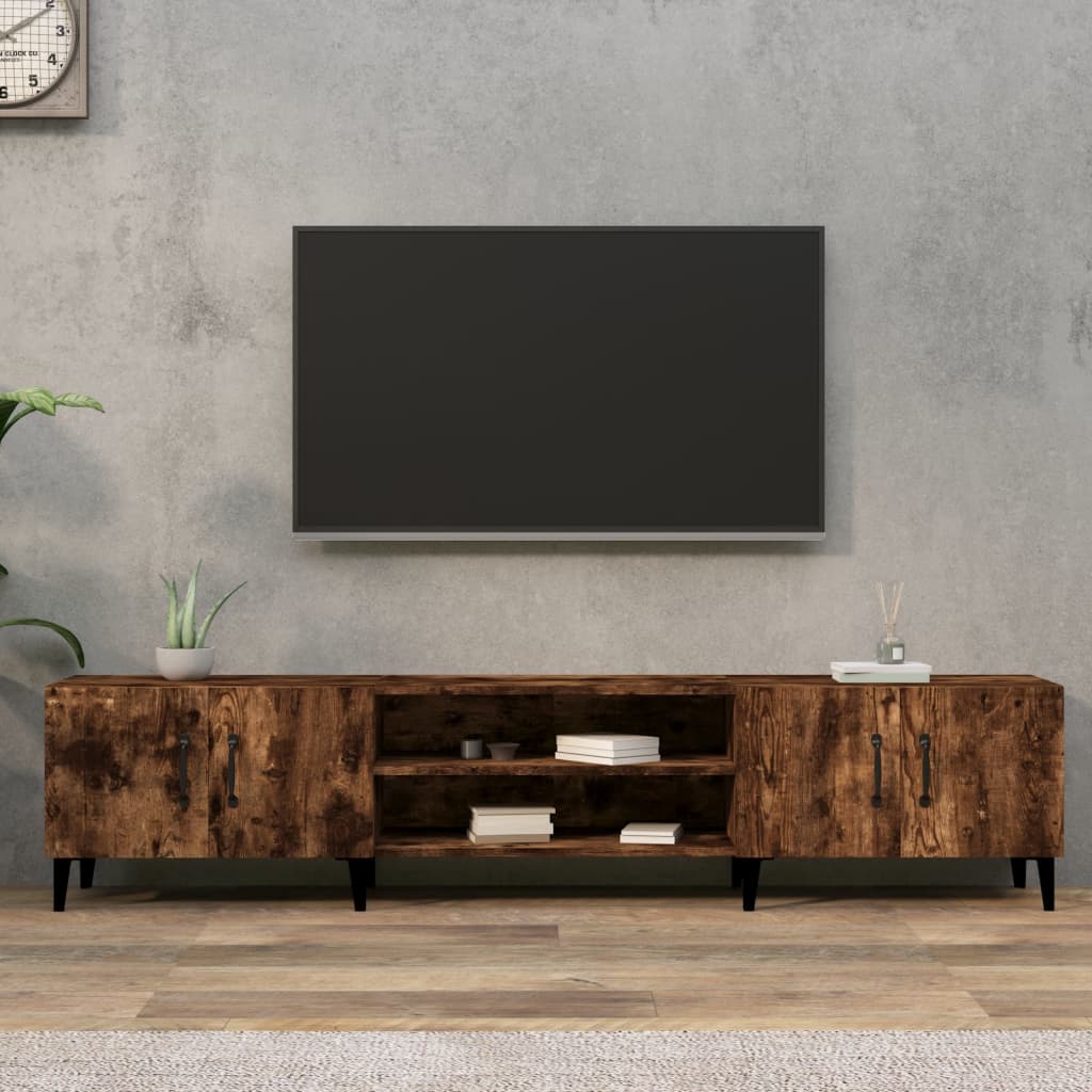 Tv-meubel 180x31,5x40 cm bewerkt hout gerookt eikenkleurig is nu te koop bij PeponiXL, paradijselijk wonen!