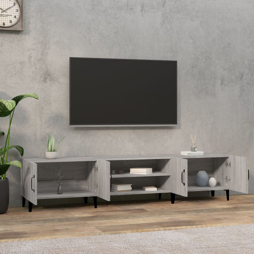 Tv-meubel 180x31,5x40 cm bewerkt hout grijs sonoma eikenkleurig is nu te koop bij PeponiXL, paradijselijk wonen!