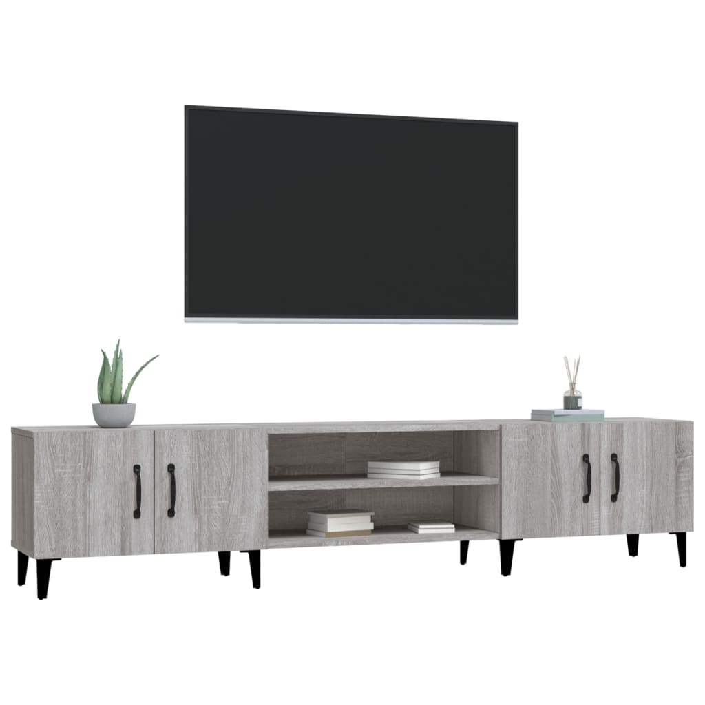 Tv-meubel 180x31,5x40 cm bewerkt hout grijs sonoma eikenkleurig is nu te koop bij PeponiXL, paradijselijk wonen!