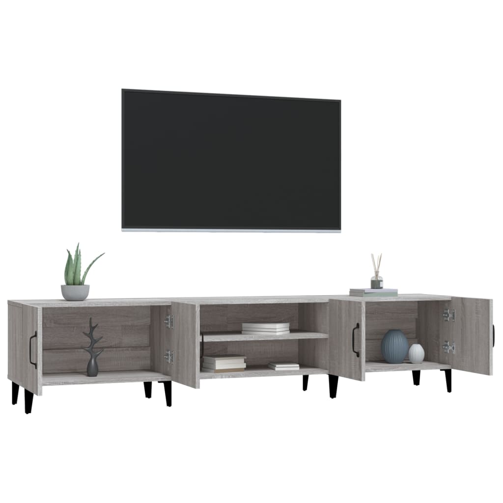 Tv-meubel 180x31,5x40 cm bewerkt hout grijs sonoma eikenkleurig is nu te koop bij PeponiXL, paradijselijk wonen!