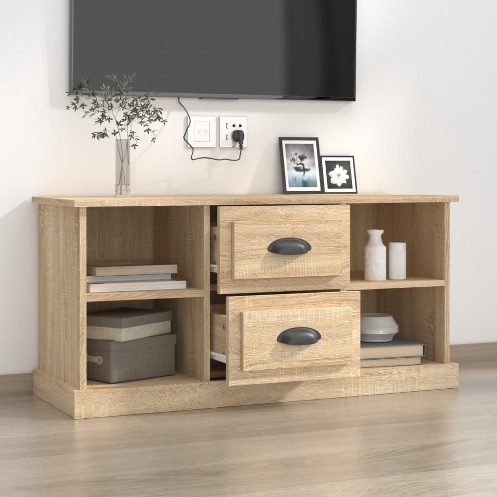 Tv-meubel 99,5x35,5x48 cm bewerkt hout sonoma eikenkleurig is nu te koop bij PeponiXL, paradijselijk wonen!