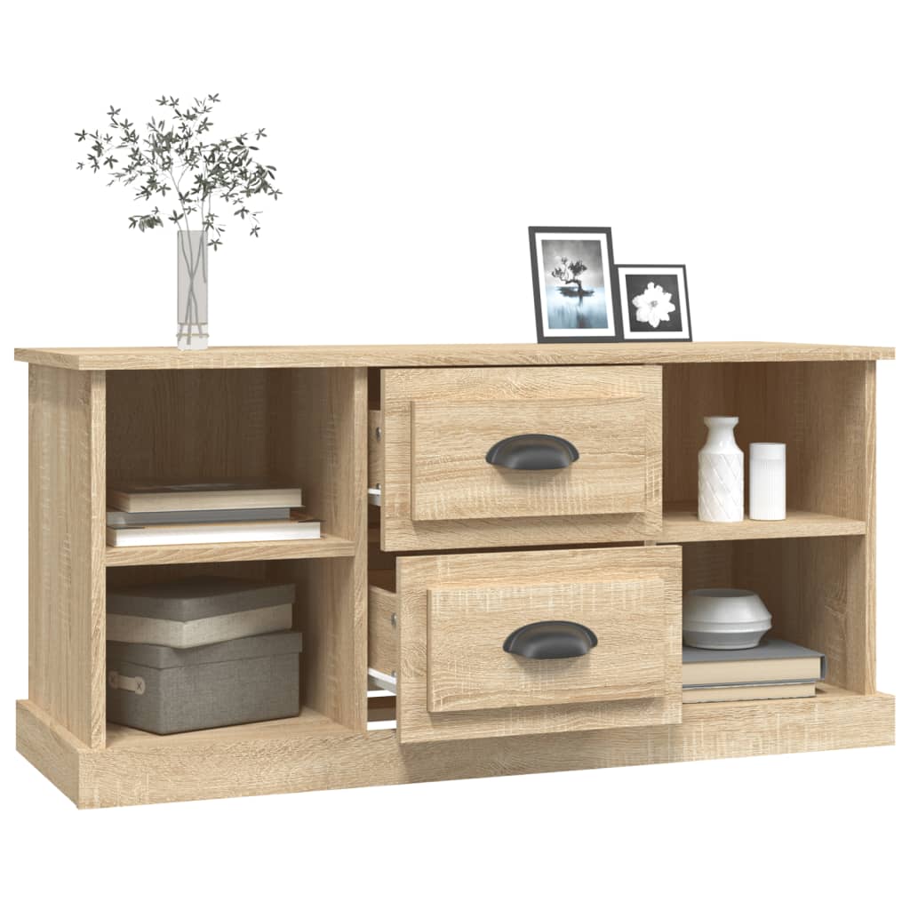 Tv-meubel 99,5x35,5x48 cm bewerkt hout sonoma eikenkleurig is nu te koop bij PeponiXL, paradijselijk wonen!