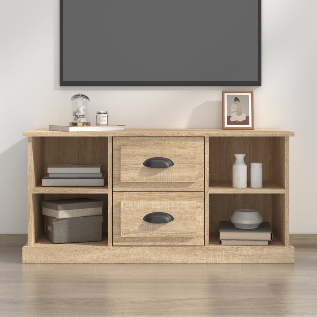 Tv-meubel 99,5x35,5x48 cm bewerkt hout sonoma eikenkleurig is nu te koop bij PeponiXL, paradijselijk wonen!