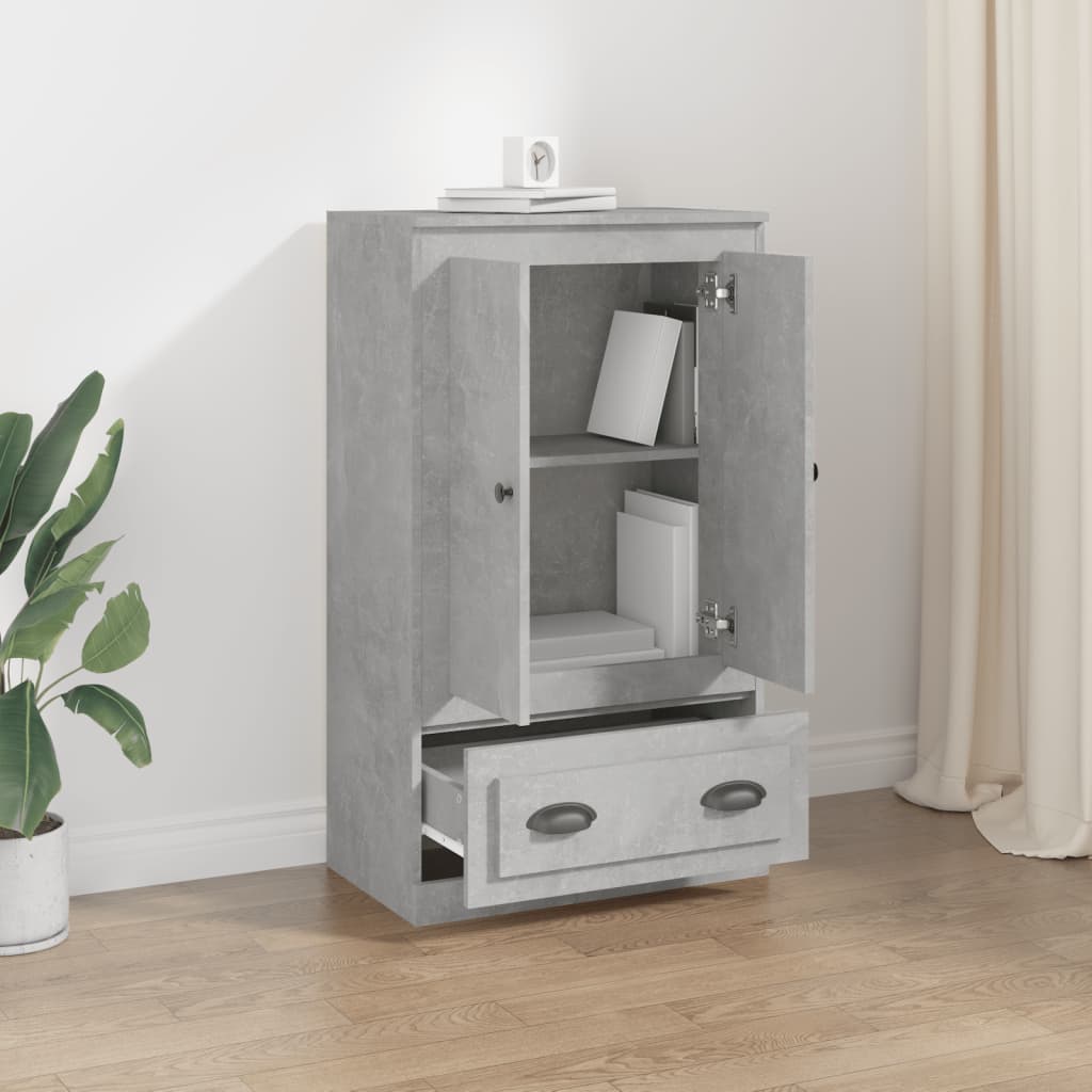 Hoge kast 60x35,5x103,5 cm bewerkt hout betongrijs is nu te koop bij PeponiXL, paradijselijk wonen!