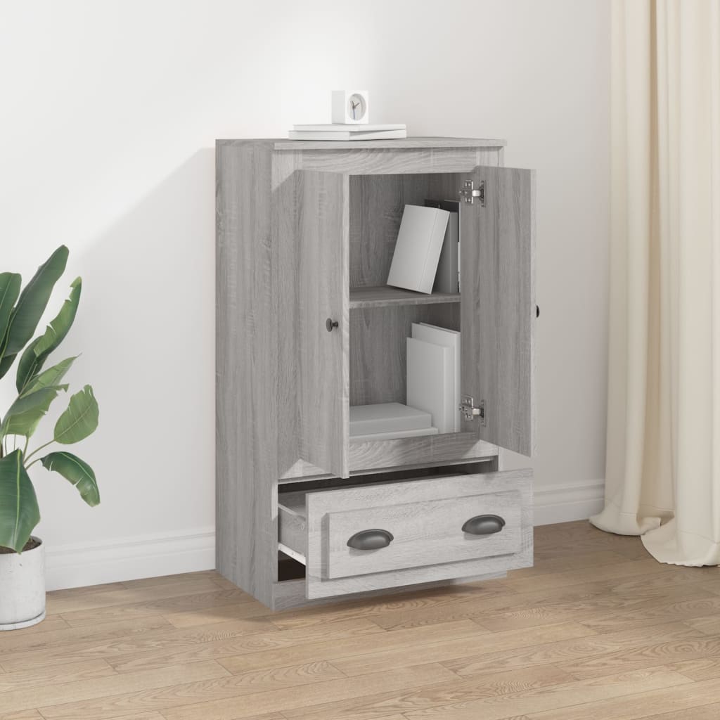 Hoge kast 60x35,5x103,5 cm bewerkt hout grijs sonoma eikenkleur is nu te koop bij PeponiXL, paradijselijk wonen!