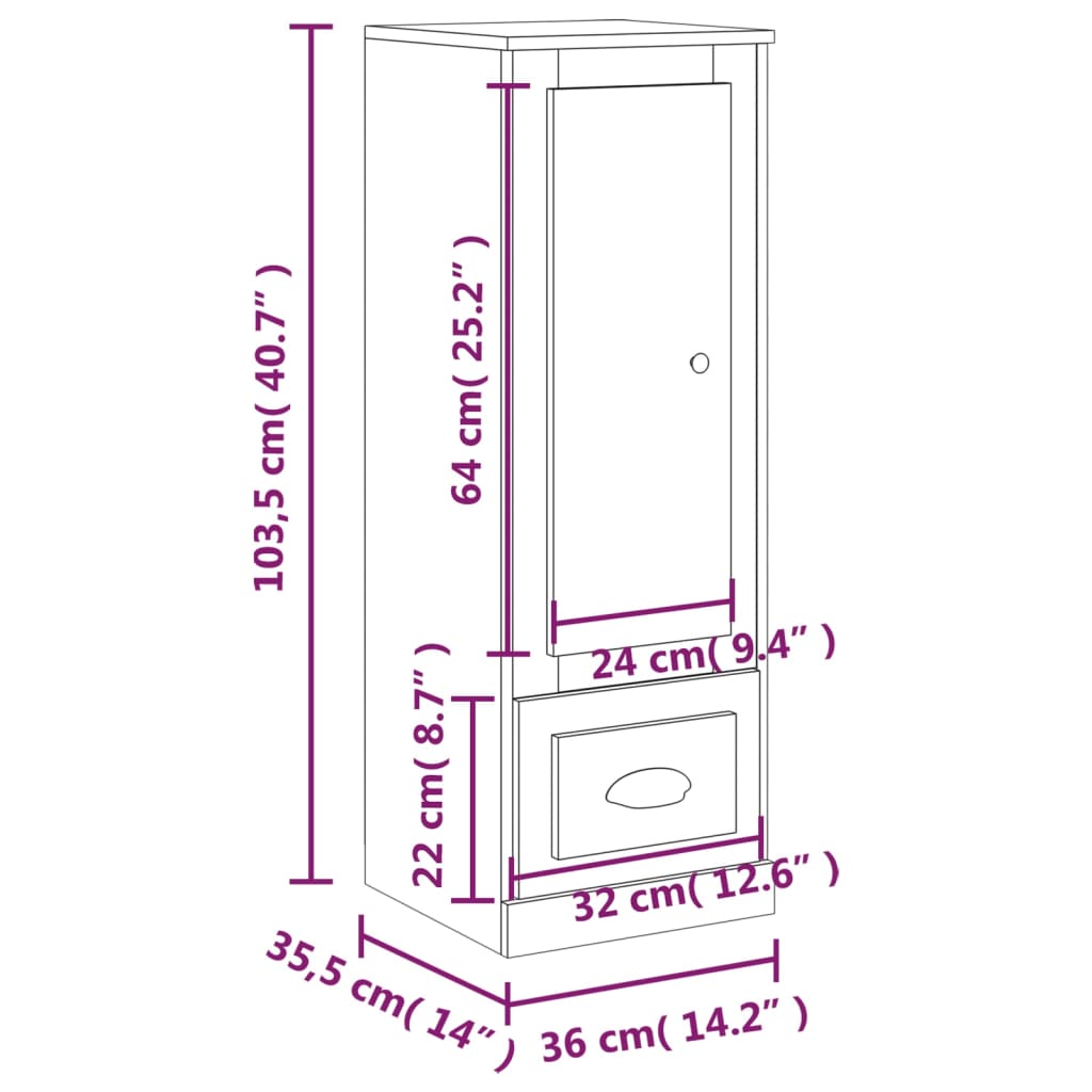 Hoge kast 36x35,5x103,5 cm bewerkt hout betongrijs is nu te koop bij PeponiXL, paradijselijk wonen!