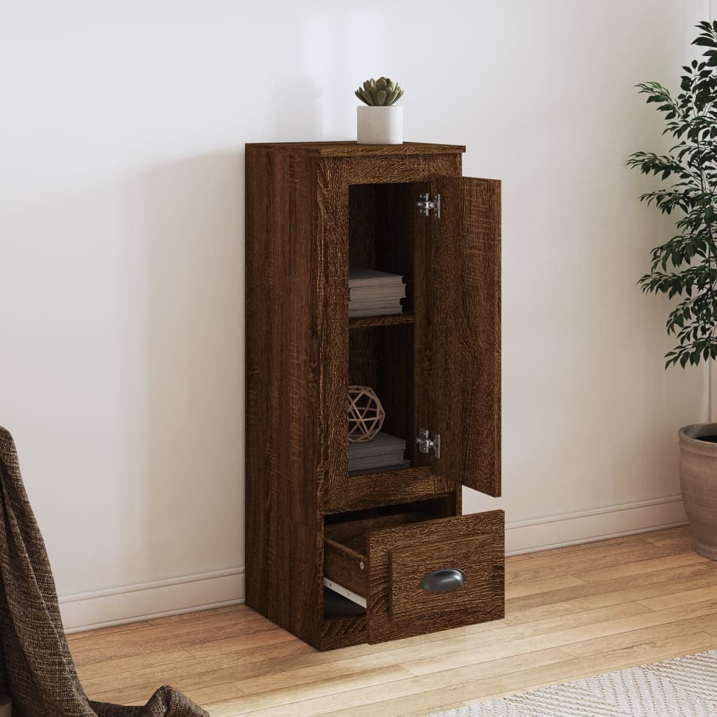 Hoge kast 36x35,5x103,5 cm bewerkt hout bruin eikenkleur is nu te koop bij PeponiXL, paradijselijk wonen!