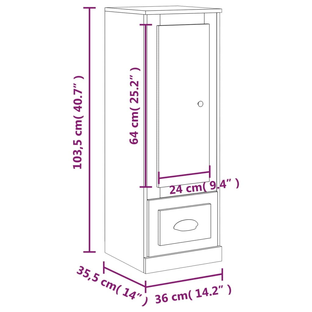 Hoge kast 36x35,5x103,5 cm bewerkt hout bruin eikenkleur is nu te koop bij PeponiXL, paradijselijk wonen!