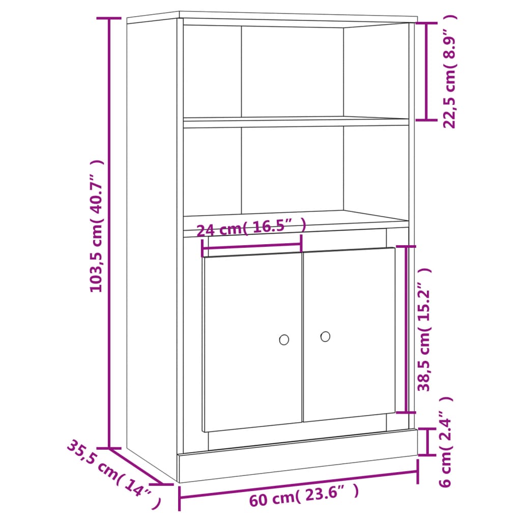 Hoge kast 60x35,5x103,5 cm bewerkt hout wit is nu te koop bij PeponiXL, paradijselijk wonen!