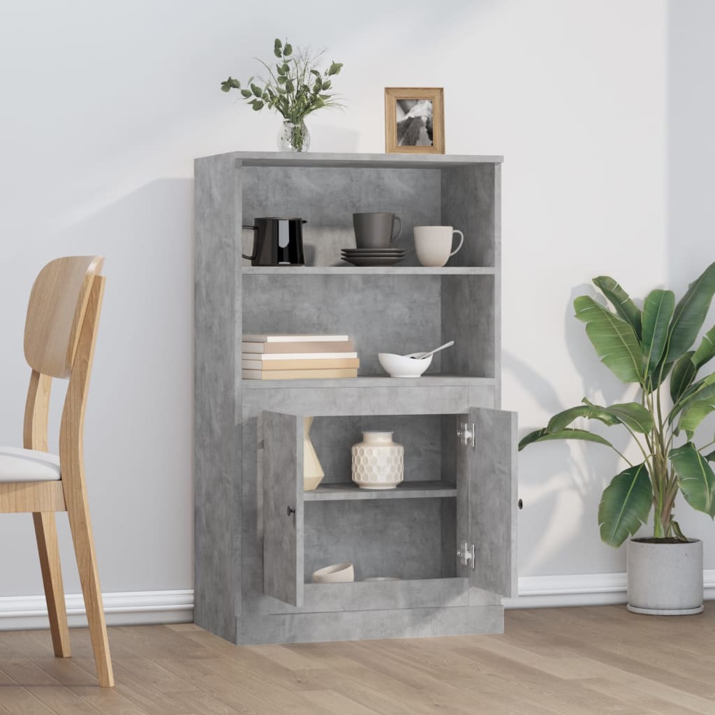 Hoge kast 60x35,5x103,5 cm bewerkt hout betongrijs is nu te koop bij PeponiXL, paradijselijk wonen!