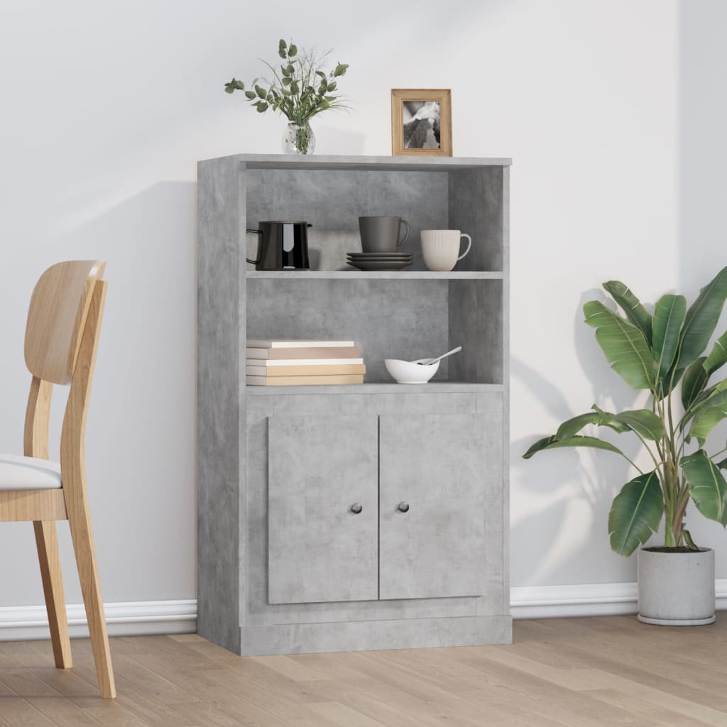 Hoge kast 60x35,5x103,5 cm bewerkt hout betongrijs is nu te koop bij PeponiXL, paradijselijk wonen!