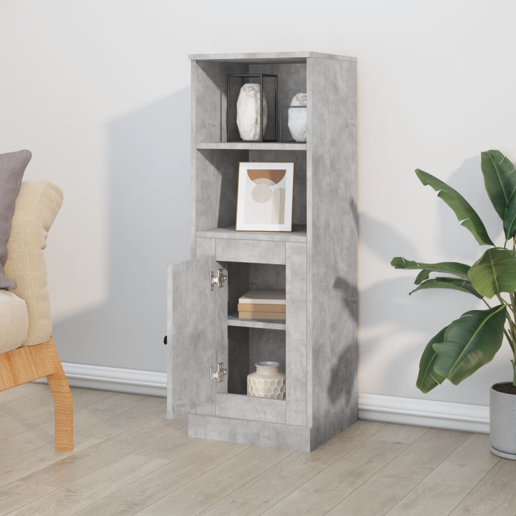 Hoge kast 36x35,5x103,5 cm bewerkt hout betongrijs is nu te koop bij PeponiXL, paradijselijk wonen!