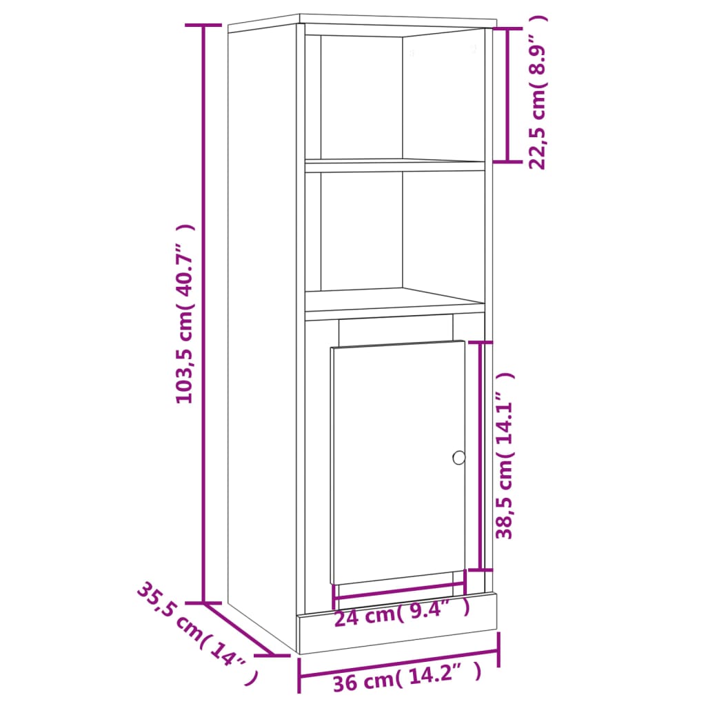 Hoge kast 36x35,5x103,5 cm bewerkt hout gerookt eikenkleurig is nu te koop bij PeponiXL, paradijselijk wonen!