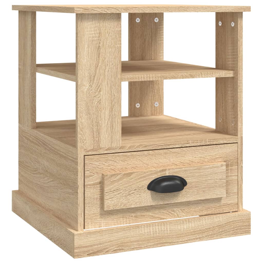 Bijzettafel 50x50x60 cm bewerkt hout sonoma eikenkleurig is nu te koop bij PeponiXL, paradijselijk wonen!