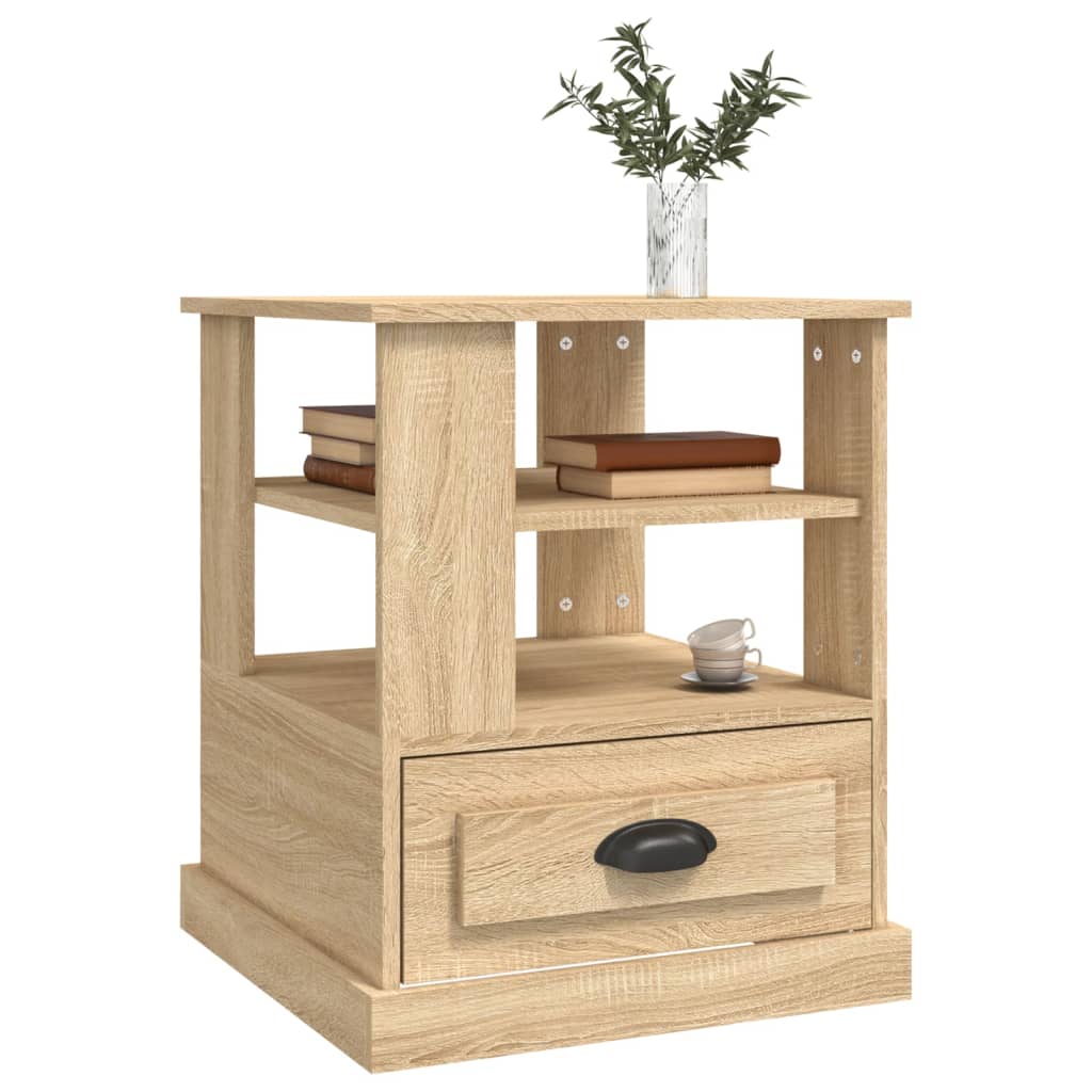 Bijzettafel 50x50x60 cm bewerkt hout sonoma eikenkleurig is nu te koop bij PeponiXL, paradijselijk wonen!