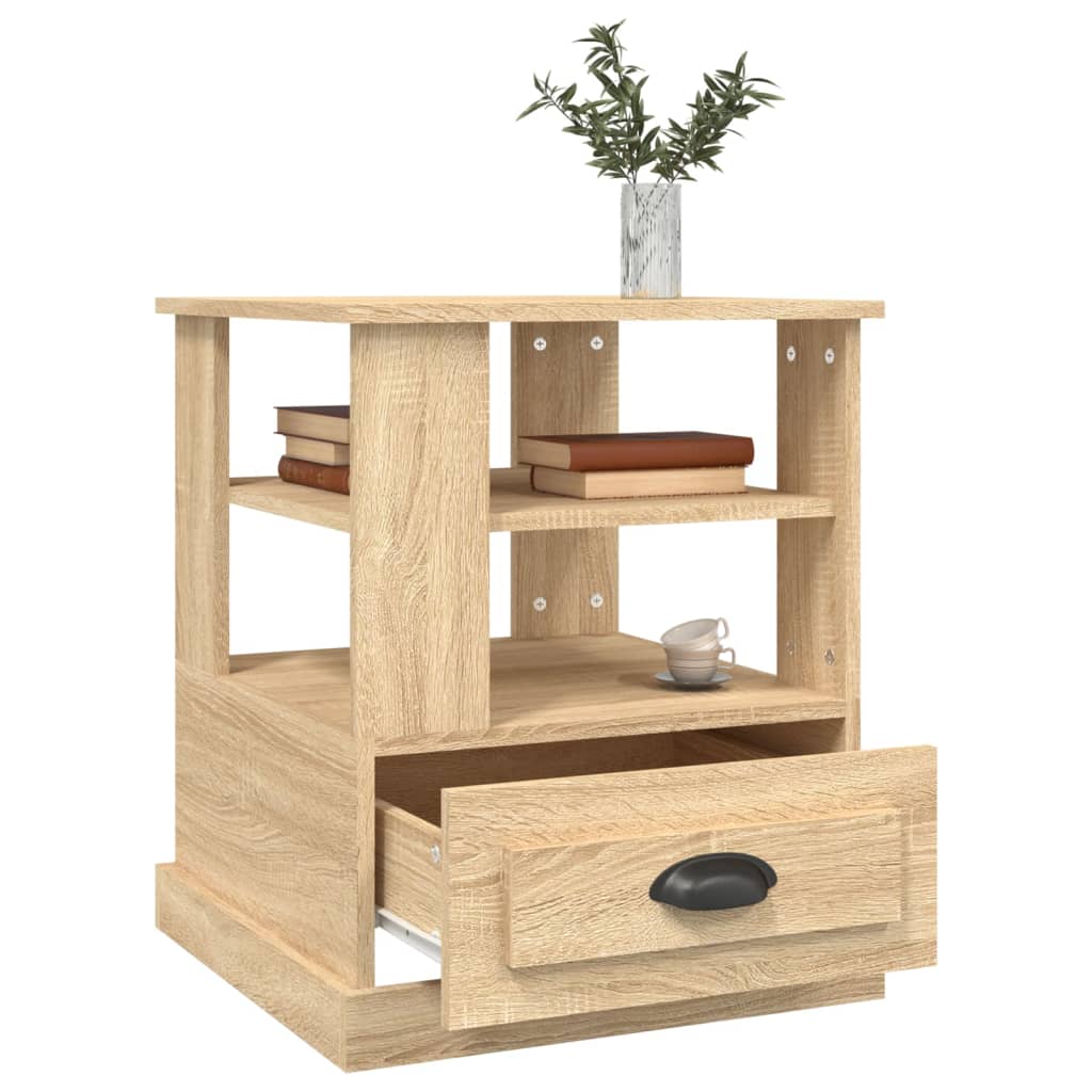 Bijzettafel 50x50x60 cm bewerkt hout sonoma eikenkleurig is nu te koop bij PeponiXL, paradijselijk wonen!