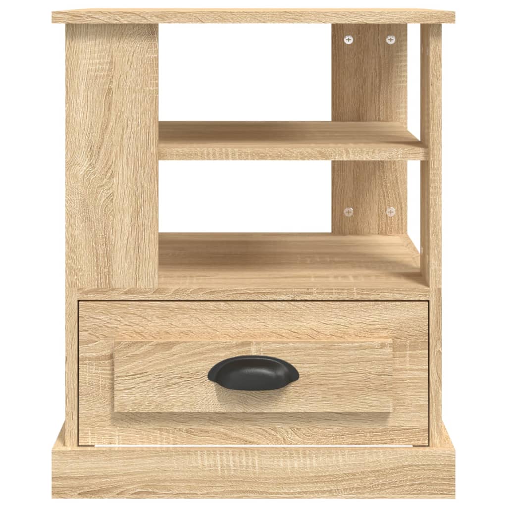Bijzettafel 50x50x60 cm bewerkt hout sonoma eikenkleurig is nu te koop bij PeponiXL, paradijselijk wonen!