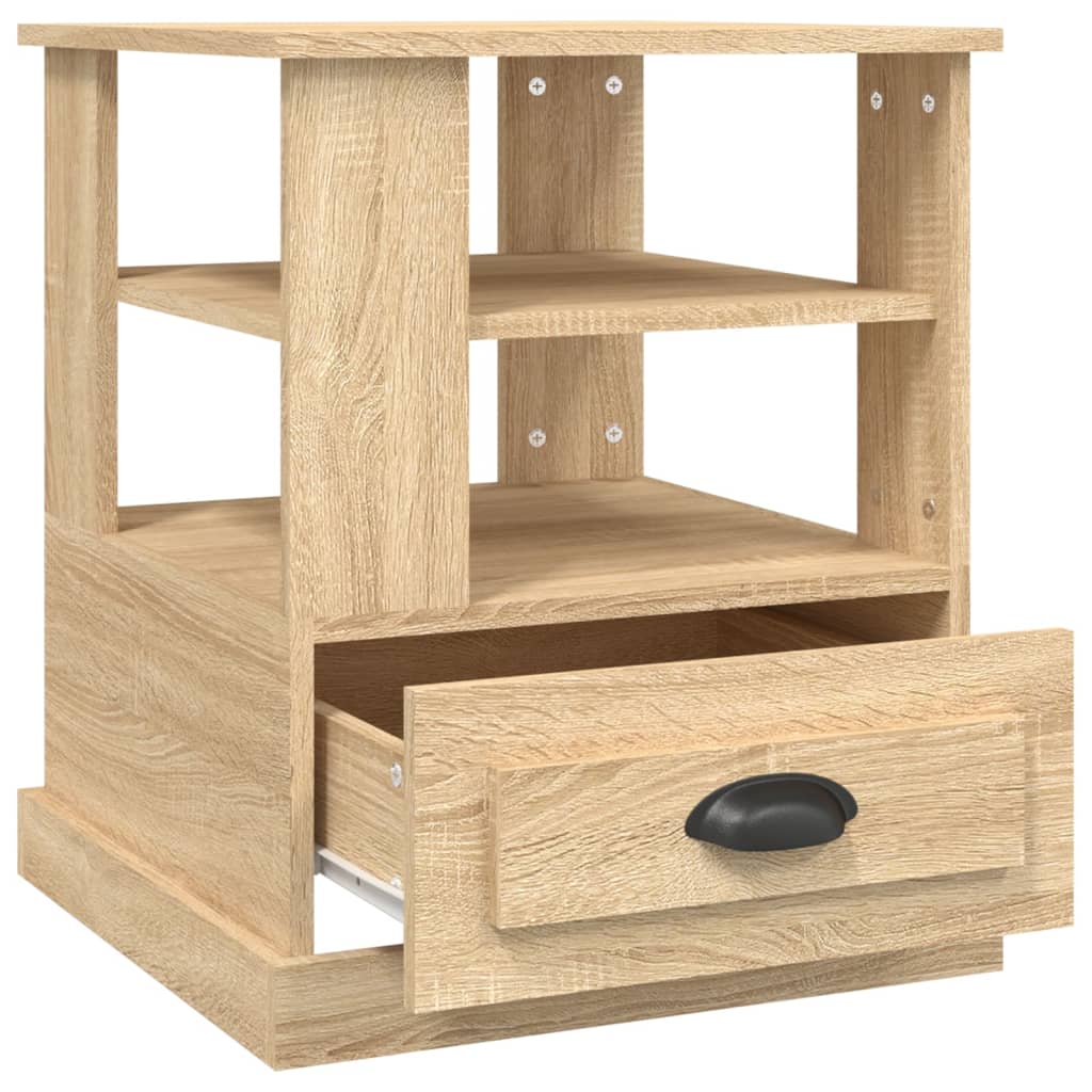 Bijzettafel 50x50x60 cm bewerkt hout sonoma eikenkleurig is nu te koop bij PeponiXL, paradijselijk wonen!