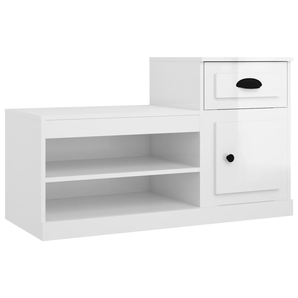 Schoenenkast 100x42x60 cm bewerkt hout hoogglans wit is nu te koop bij PeponiXL, paradijselijk wonen!