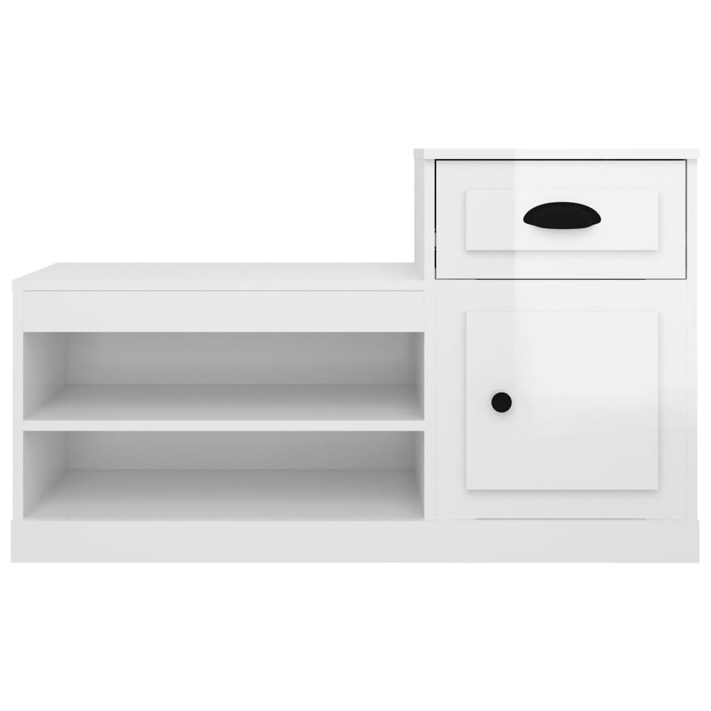Schoenenkast 100x42x60 cm bewerkt hout hoogglans wit is nu te koop bij PeponiXL, paradijselijk wonen!