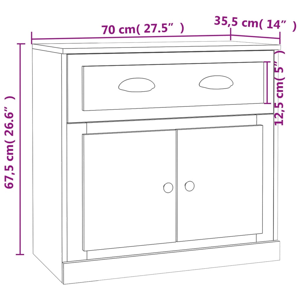 Dressoir 70x35,5x67,5 cm bewerkt hout sonoma eikenkleurig is nu te koop bij PeponiXL, paradijselijk wonen!