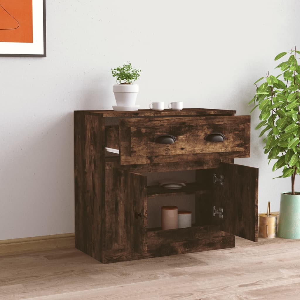 Dressoir 70x35,5x67,5 cm bewerkt hout gerookt eikenkleurig is nu te koop bij PeponiXL, paradijselijk wonen!