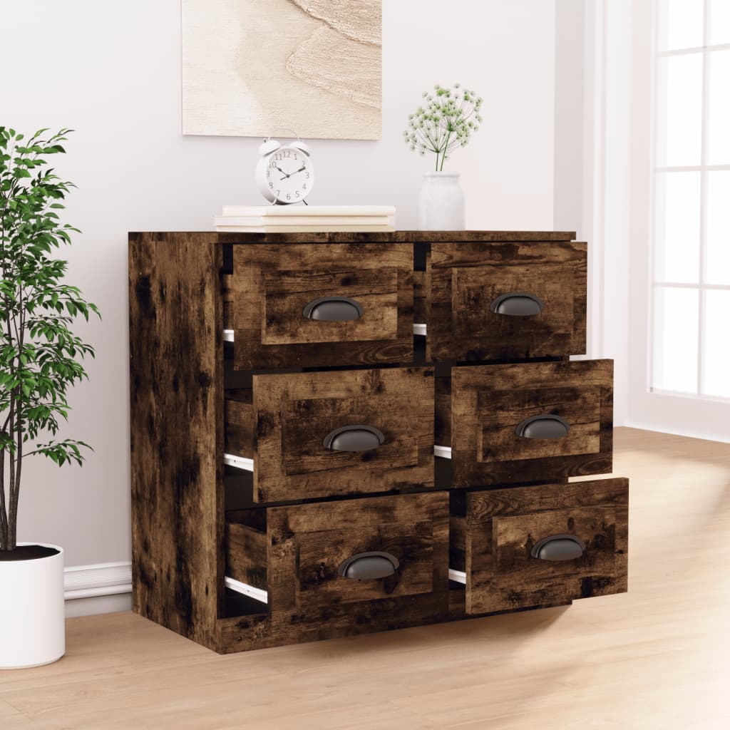 Dressoir 70x35,5x67,5 cm bewerkt hout gerookt eikenkleurig is nu te koop bij PeponiXL, paradijselijk wonen!