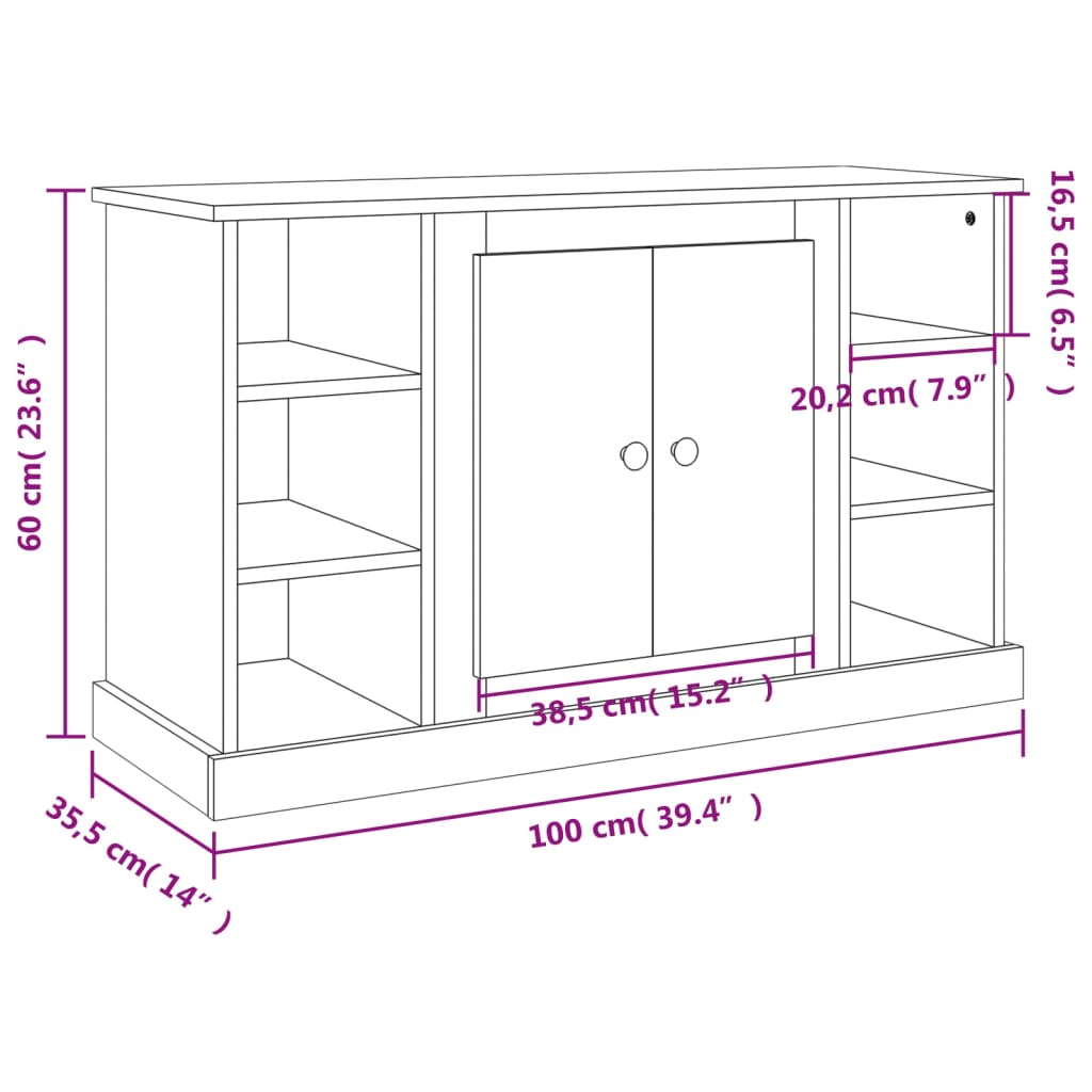 Dressoir 100x35,5x60 cm bewerkt hout sonoma eikenkleurig is nu te koop bij PeponiXL, paradijselijk wonen!