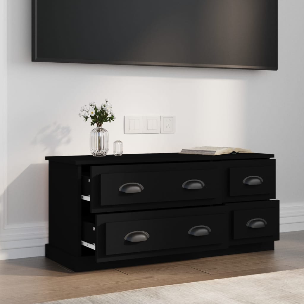 Tv-meubel 100x35,5x45 cm bewerkt hout zwart is nu te koop bij PeponiXL, paradijselijk wonen!