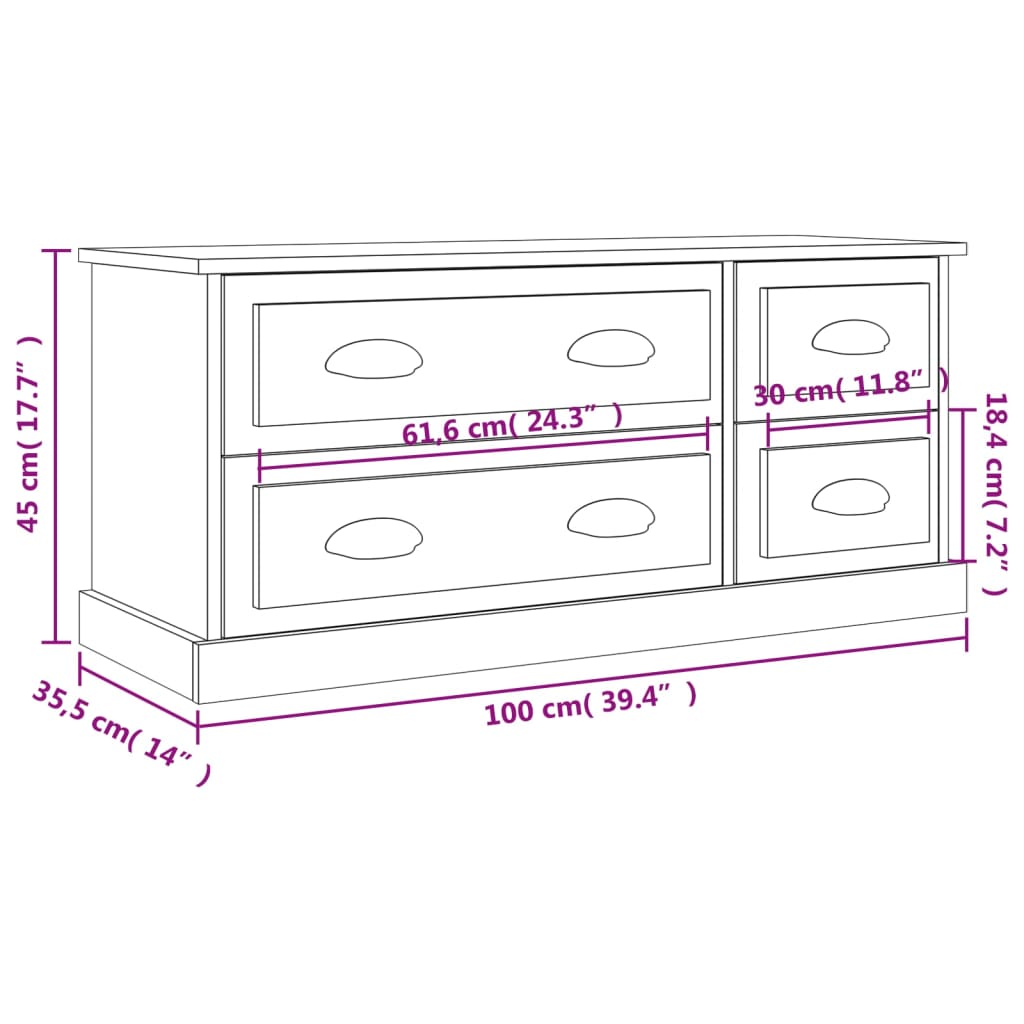 Tv-meubel 100x35,5x45 cm bewerkt hout zwart is nu te koop bij PeponiXL, paradijselijk wonen!