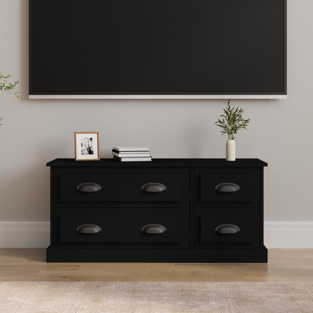 Tv-meubel 100x35,5x45 cm bewerkt hout zwart is nu te koop bij PeponiXL, paradijselijk wonen!