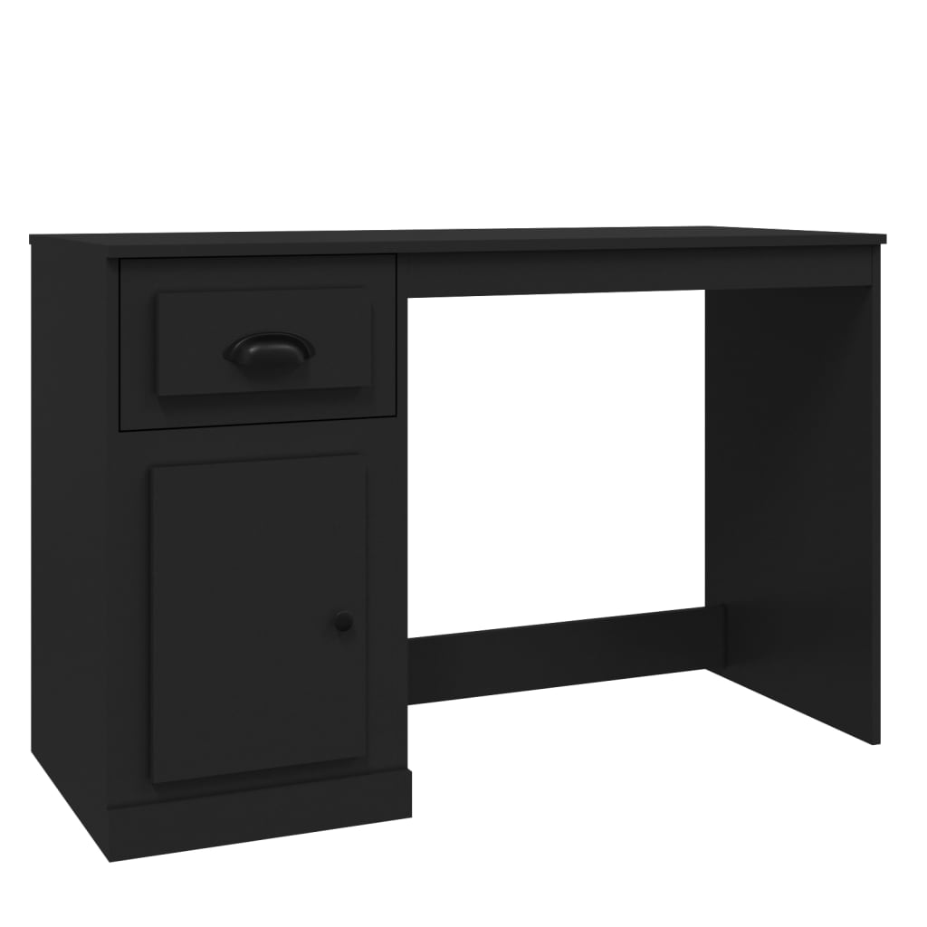 Bureau met lade 115x50x75 cm bewerkt hout zwart is nu te koop bij PeponiXL, paradijselijk wonen!