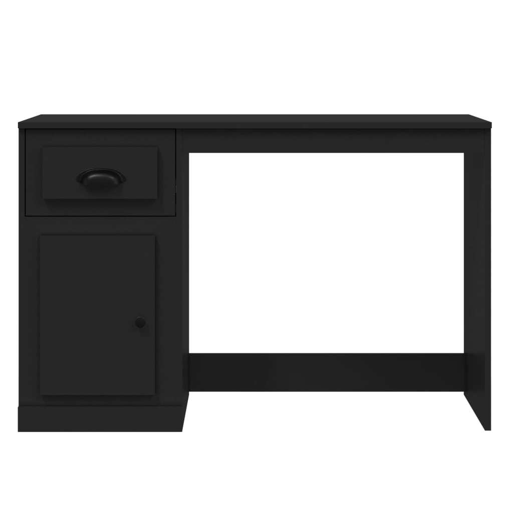 Bureau met lade 115x50x75 cm bewerkt hout zwart is nu te koop bij PeponiXL, paradijselijk wonen!