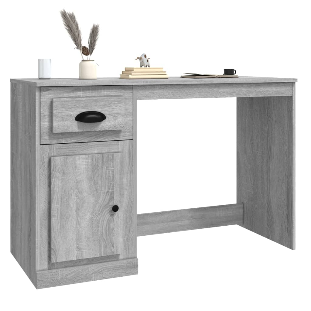 Bureau met lade 115x50x75 cm bewerkt hout grijs sonoma eiken is nu te koop bij PeponiXL, paradijselijk wonen!