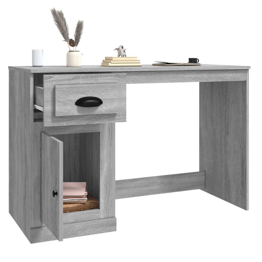 Bureau met lade 115x50x75 cm bewerkt hout grijs sonoma eiken is nu te koop bij PeponiXL, paradijselijk wonen!