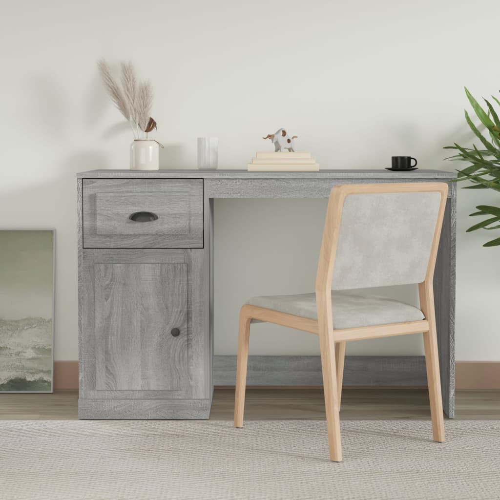 Bureau met lade 115x50x75 cm bewerkt hout grijs sonoma eiken is nu te koop bij PeponiXL, paradijselijk wonen!