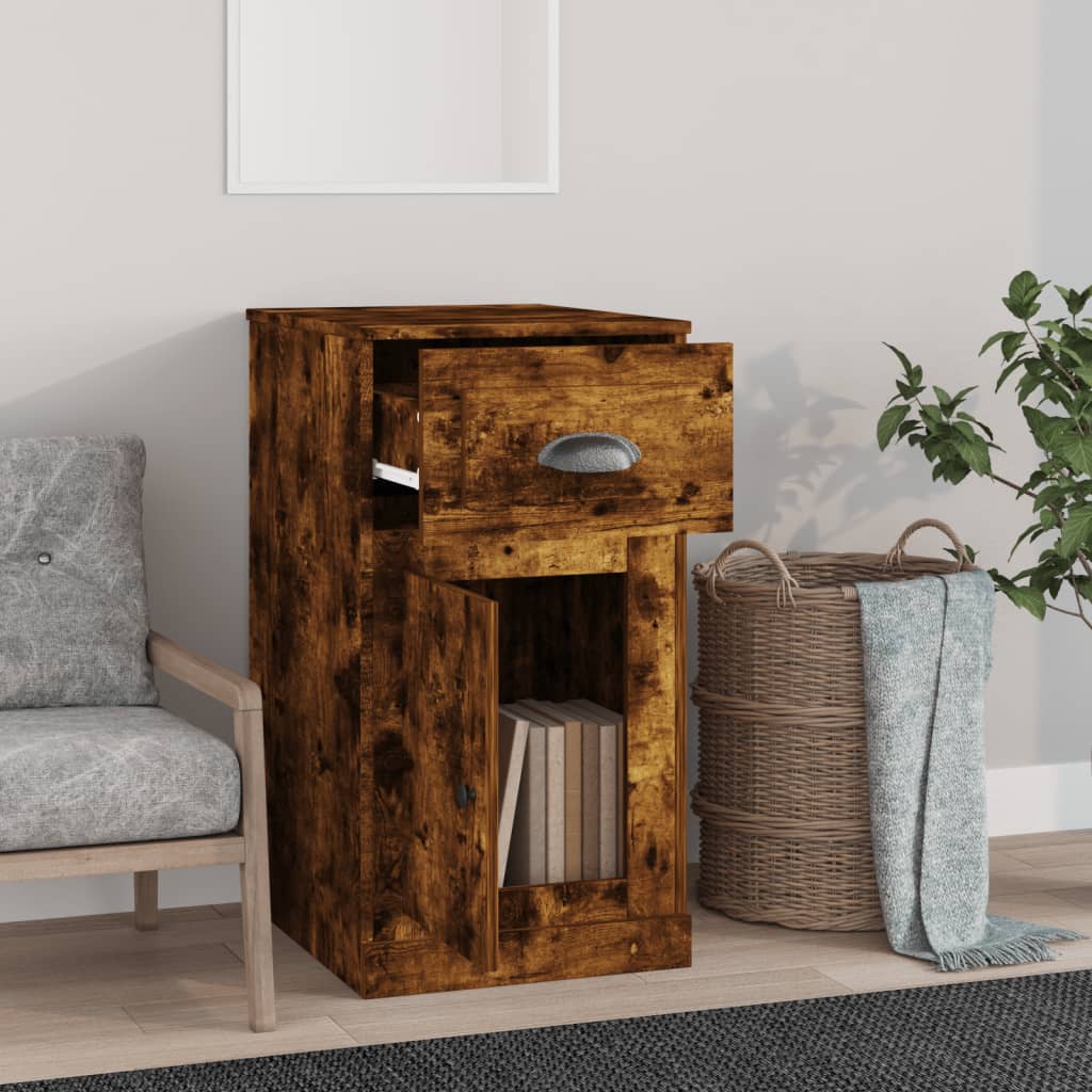 Bijzetkast met lade 40x50x75 cm bewerkt hout gerookt eikenkleur is nu te koop bij PeponiXL, paradijselijk wonen!