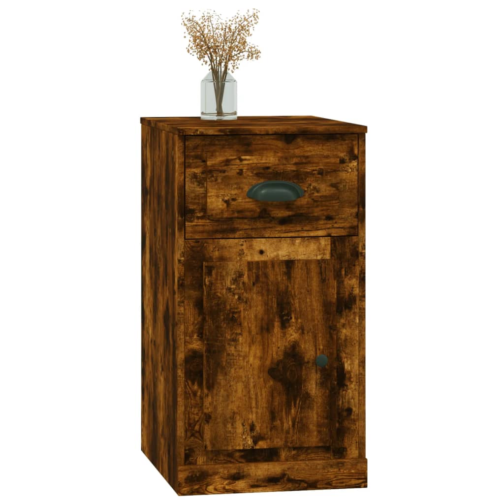 Bijzetkast met lade 40x50x75 cm bewerkt hout gerookt eikenkleur is nu te koop bij PeponiXL, paradijselijk wonen!