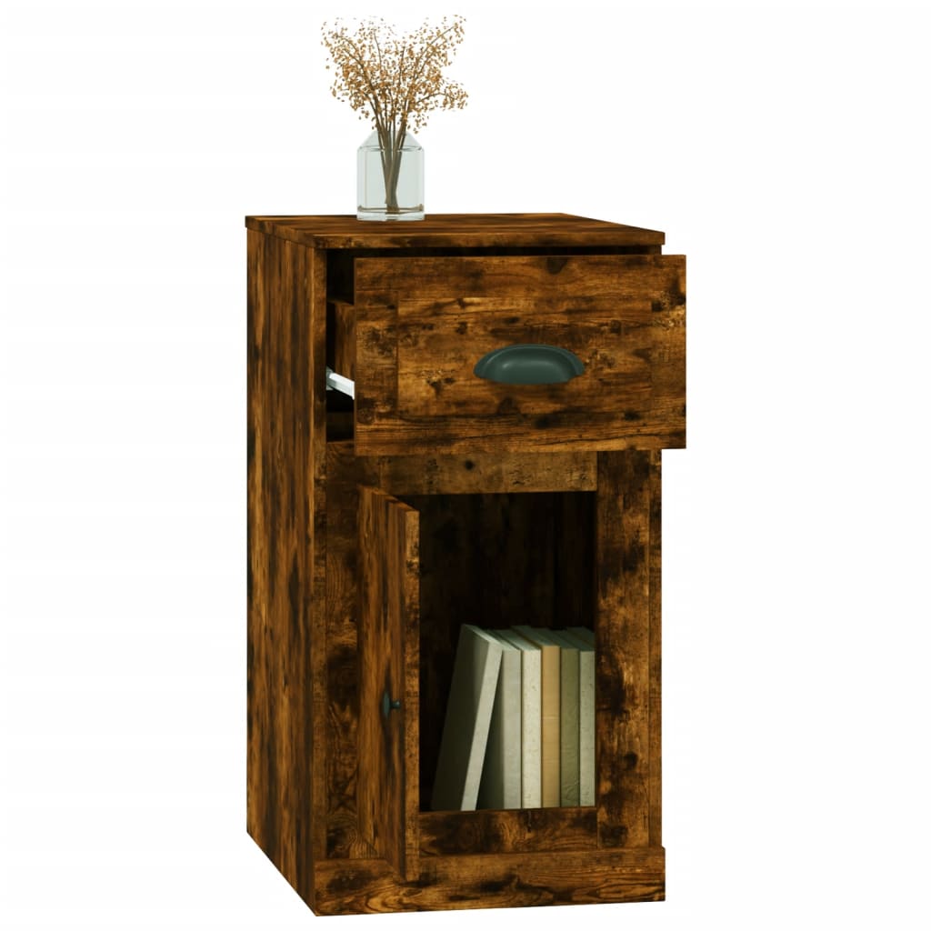 Bijzetkast met lade 40x50x75 cm bewerkt hout gerookt eikenkleur is nu te koop bij PeponiXL, paradijselijk wonen!