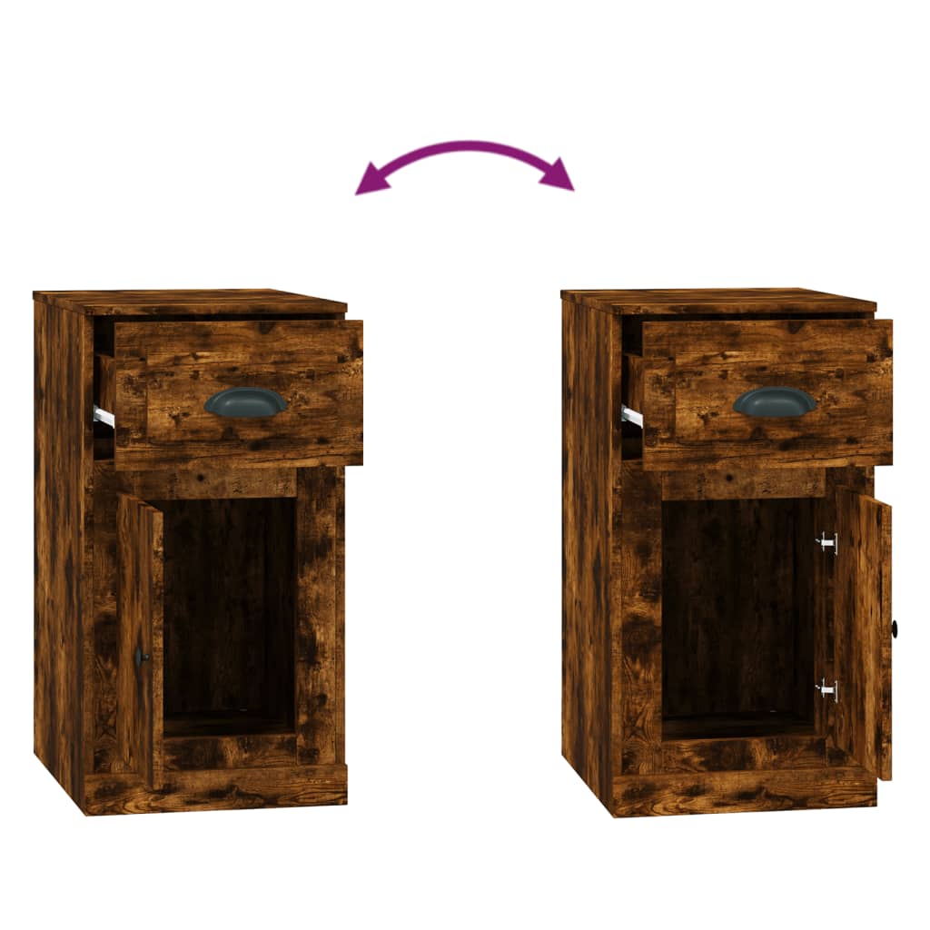 Bijzetkast met lade 40x50x75 cm bewerkt hout gerookt eikenkleur is nu te koop bij PeponiXL, paradijselijk wonen!