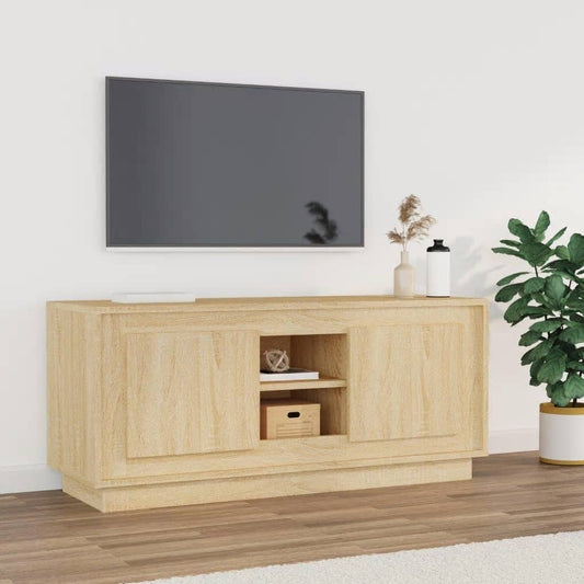 Tv-meubel 102x35x45 cm bewerkt hout sonoma eikenkleurig is nu te koop bij PeponiXL, paradijselijk wonen!
