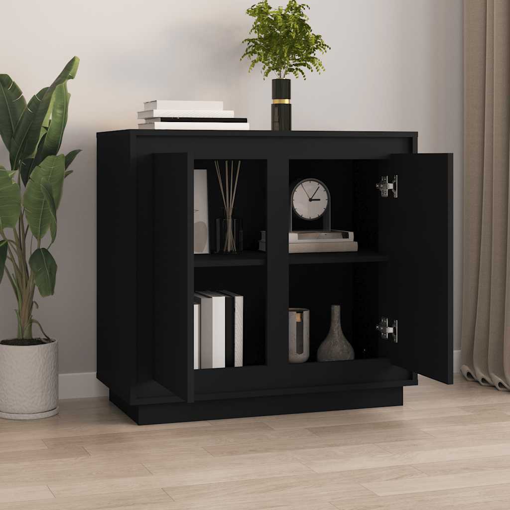 Dressoir 80x34x75 cm bewerkt hout zwart is nu te koop bij PeponiXL, paradijselijk wonen!
