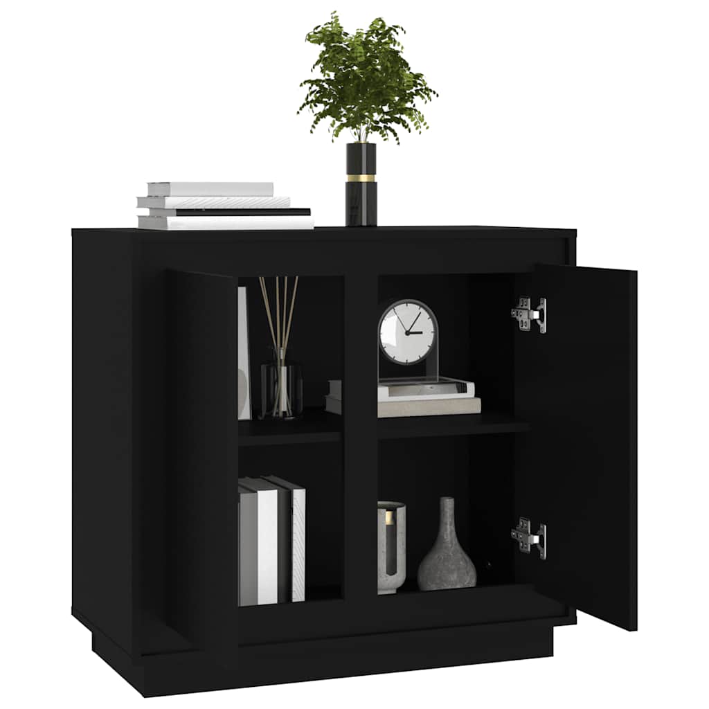 Dressoir 80x34x75 cm bewerkt hout zwart is nu te koop bij PeponiXL, paradijselijk wonen!