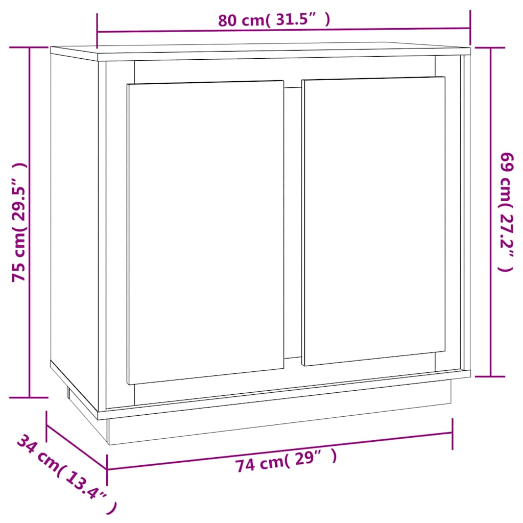 Dressoir 80x34x75 cm bewerkt hout zwart is nu te koop bij PeponiXL, paradijselijk wonen!